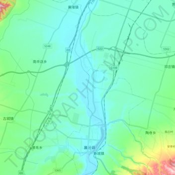 汾河 topographic map, elevation, terrain