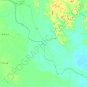 Rio Ariari topographic map, elevation, terrain
