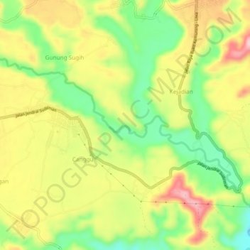 Way Semaka topographic map, elevation, terrain