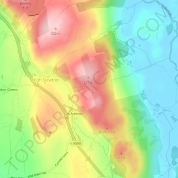 Newton Tarn topographic map, elevation, terrain