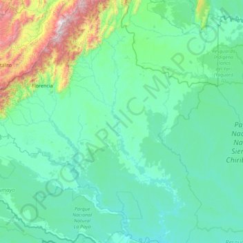 Rio Caguán topographic map, elevation, terrain