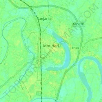 Motihari topographic map, elevation, terrain