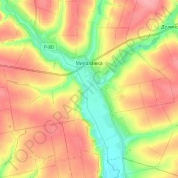 Mykolaivka topographic map, elevation, terrain