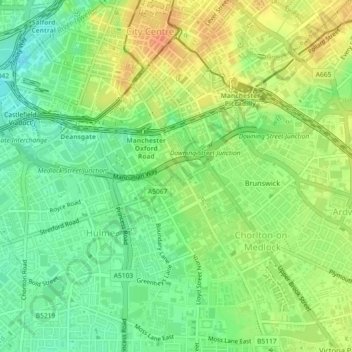 All Saints Park topographic map, elevation, terrain