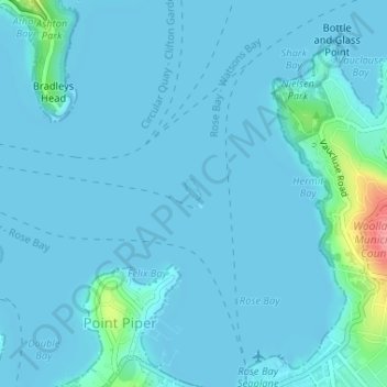 Shark Island topographic map, elevation, terrain