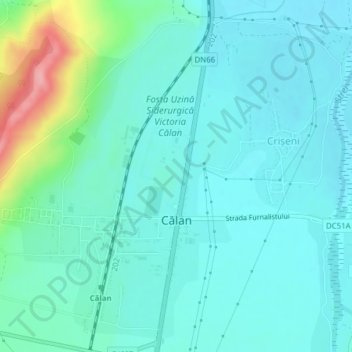 Călan topographic map, elevation, terrain