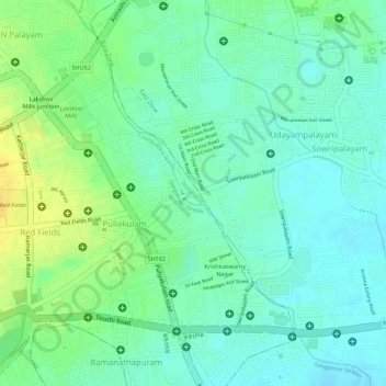 Sanganoor Stream topographic map, elevation, terrain