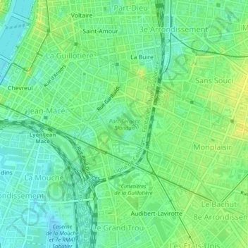 Parc Sergent Blandan topographic map, elevation, terrain