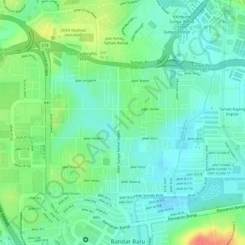 Kampung Sungai Ramal Dalam topographic map, elevation, terrain