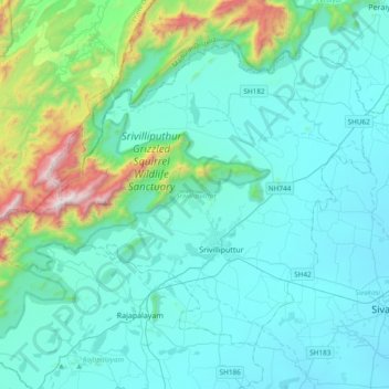 Thiruvilliputtur state assembly constituency topographic map, elevation, terrain