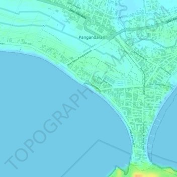 Pangandaran Beach topographic map, elevation, terrain