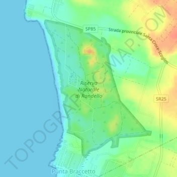 Riserva Naturale di Randello topographic map, elevation, terrain