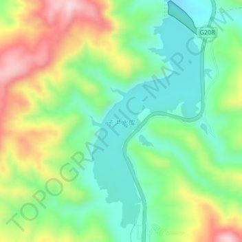 子洪水库 topographic map, elevation, terrain