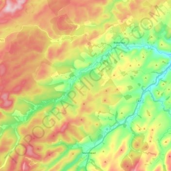 Borthwick Water topographic map, elevation, terrain