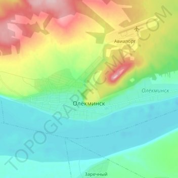 Олёкминск topographic map, elevation, terrain