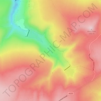 Wessenden Brook topographic map, elevation, terrain