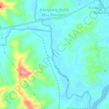 Sungai Kerak topographic map, elevation, terrain