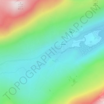 Nant-y-Gwryd topographic map, elevation, terrain