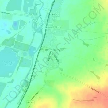 Offord D'Arcy topographic map, elevation, terrain