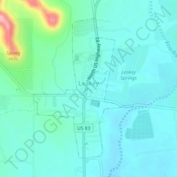 Leakey topographic map, elevation, terrain