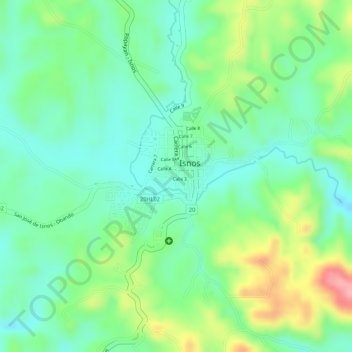 Isnos Huila topographic map, elevation, terrain