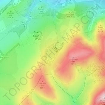 Bonaly Reservoir topographic map, elevation, terrain