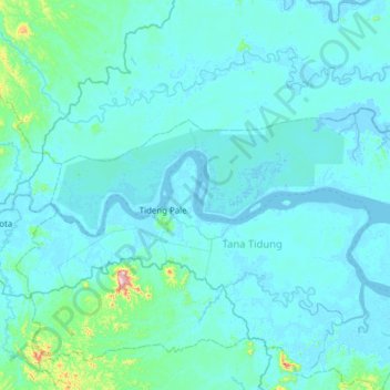 Sesayap River topographic map, elevation, terrain