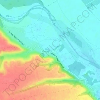 Mărgăritești topographic map, elevation, terrain
