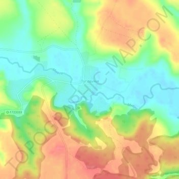 Luhovyky topographic map, elevation, terrain