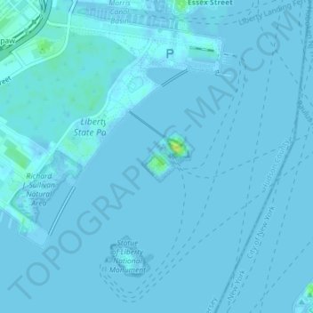 Ellis Island topographic map, elevation, terrain