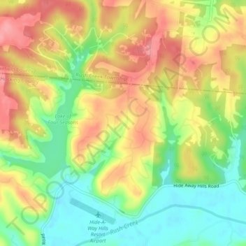 Hideaway Hills topographic map, elevation, terrain