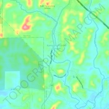 Sungai Kundur topographic map, elevation, terrain