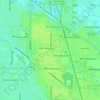 West Samoset topographic map, elevation, terrain