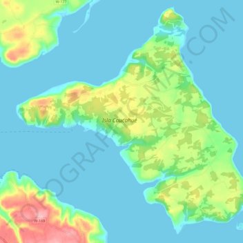 Isla Caucahué topographic map, elevation, terrain