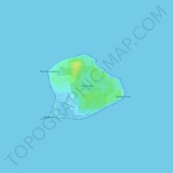 Romsø topographic map, elevation, terrain