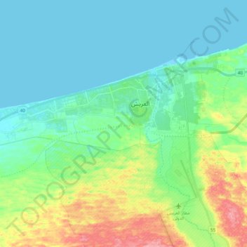 Arish topographic map, elevation, terrain