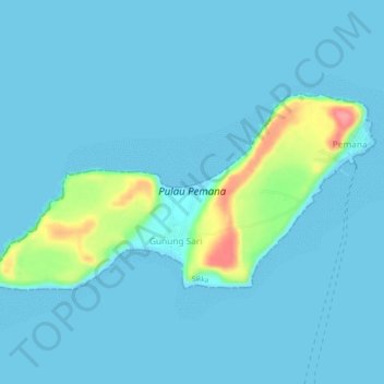 Pulau Pemana topographic map, elevation, terrain