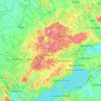 Bakony topographic map, elevation, terrain
