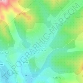 Ogretin topographic map, elevation, terrain