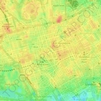 Cavendish Square topographic map, elevation, terrain