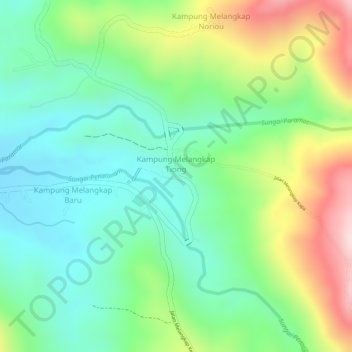 Kampung Melangkap Tiong topographic map, elevation, terrain