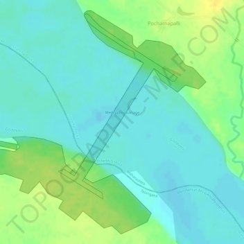 Medigadda Barrage topographic map, elevation, terrain