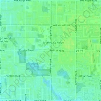 South Gate Ridge topographic map, elevation, terrain