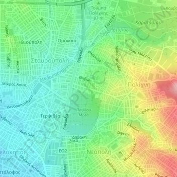 Νεόκτιστα topographic map, elevation, terrain