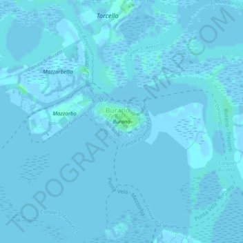 Burano topographic map, elevation, terrain