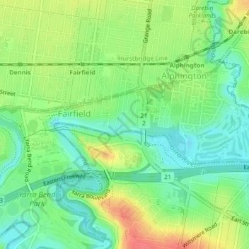 Coate Park topographic map, elevation, terrain