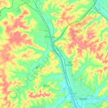 Sugar Creek topographic map, elevation, terrain