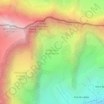 Ghiacciaio di Cherillon topographic map, elevation, terrain