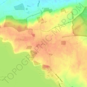 Grafham topographic map, elevation, terrain