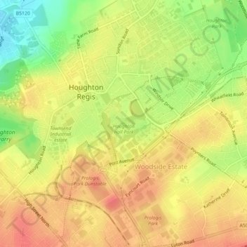 Houghton Hall Park topographic map, elevation, terrain